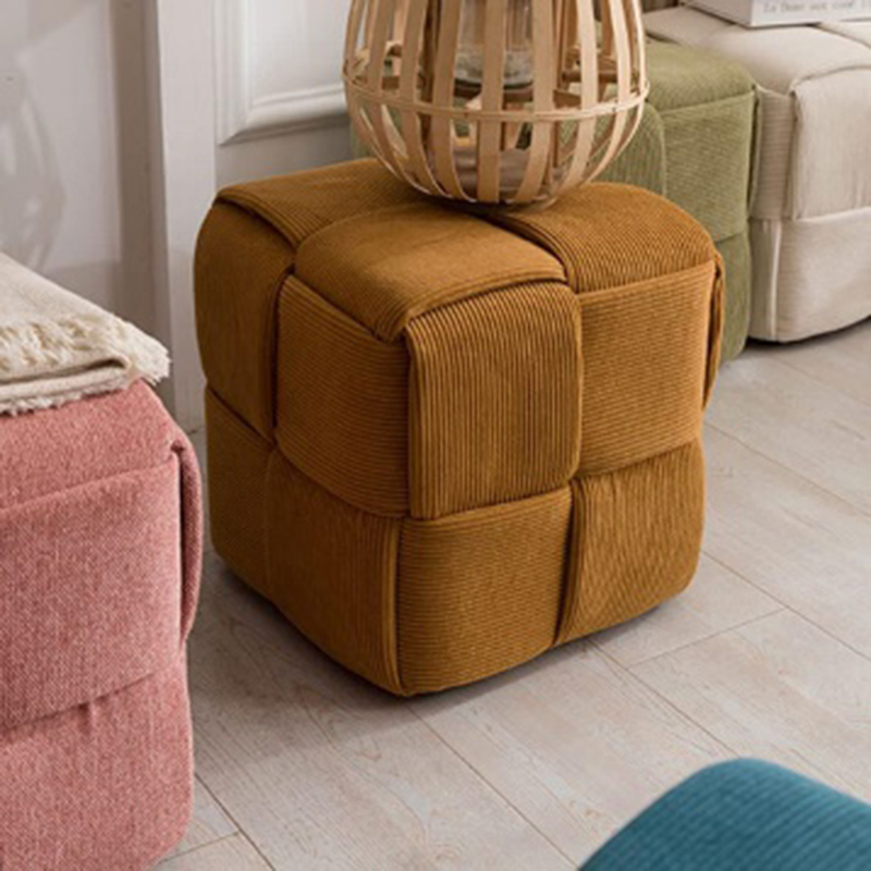 Corduroy Woven Cube PoufOttoman (2)
